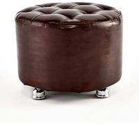 erkebspm Footstool Foot stool Footstools Foot Stool PU Leather Seat with Wooden Round Ottoman 4 Legs Padded Footrest Seat for Hallway Living Room Heavy Duty (Color:Brown) Home Decor Chair