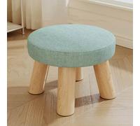erkebspm Footstools Round Small Stool,Solid Wooden 4 Legs Step Stool,Foot Resting Footstool Low Round Stool for Home Office (1PCS,Light Green)
