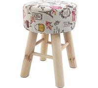 erkebspm High Ottomans With Washable Stool Cover,Round Padded Foot Stools Ottomans With Wooden Leg,Modern Footstools Step Stool For Living Room Couch,Portable Ottomans-Eiffel Tower