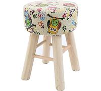 erkebspm High Ottomans With Washable Stool Cover,Round Padded Foot Stools Ottomans With Wooden Leg,Modern Footstools Step Stool For Living Room Couch,Portable Ottomans-Little owl