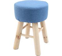 erkebspm High Ottomans With Washable Stool Cover,Round Padded Foot Stools Ottomans With Wooden Leg,Modern Footstools Step Stool For Living Room Couch,Portable Ottomans-blue