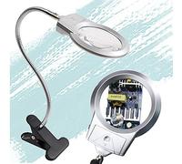 erkebspm Magnifying LED Clip-on Hose Magnifiers Table Top Desk LED Reading Large Lens Illuminated Magnifying Glass Magnifiers Soldering Repair Tool