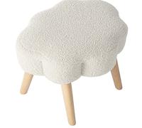 erkebspm Portable Sturdy Ottoman For Girls Living Room Bedroom Stool,Cute Furry Comfortable Foot Stool With Wood Legs,Velvet Cloud Stool-White 42x42x31cm(17x17x12inch)