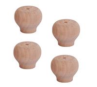 erkebspm Solid Wood Furniture Replacement Legs,Wooden Bun Feet,Round Cabinets Legs Raised Legs For Kitchen Sofas TV Cabinets Dressers Chairs Stools Bookshelves,Set of 4,with Screws (40mm/1.
