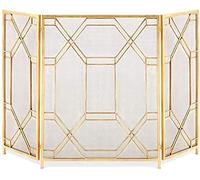 erkebspm Spark Protection 3 Panel Fireplace Screen Fire Place Doors, Wrought Iron Rustic Worn Finish Mesh Indoor Large Flat Guard Home Decor Gas Stove Accessories