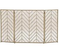 erkebspm Spark Protection Classic Gold Fireguard/Sturdy Screen for Fireplace/Front Porch, Extra Large 3 Panel Baby/Pets Safe Fire Screen Spark Guard