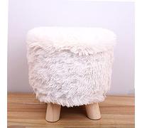 erkebspm Tufted Fabric Storage Ottoman Foot Stool,Round Footrest Stool With Member & Wood Legs,Small Storage Sofa Stool For Living Room Bedroom-White 30x30x30cm(12x12x12inch)
