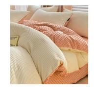 erkebspm Winter Cream Wind Duvet Cover Bedding Coral Velvet Milk Suede Thick Quilt Cover Plus Velvet Bed Sheet Set (Color : 1, Size : 220x240cm-4pcs)