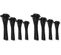 ERKO Cable Ties Black Set 200 Pieces, Various Sizes 100/150/200/300mm, 2.5/3.6mm Width UV-Resistant, Temperature Resistant (Pack of 2)
