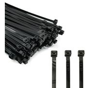 ERKO Cable Ties Heavy Duty Black 200 x 7,6 mm 100 Pieces 120lbs Tensile Strength Zip Tie Wraps, Strong