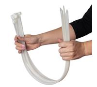 ERKO Cable Ties White 18 inch 450 x 7,6 mm Clear 100 Pieces 120lbs Tensile Strength Heavy Duty, Clear Zip Tie Wraps, Strong