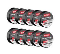 ERKO Electrical Insulation Tape PVC 0.6in x 33ft, 10pk, Black