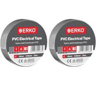 ERKO Electrical Tape Gray 3/4in x 66ft PVC Wiring Repair, Flexible with Strong Adhesive Force, Chemical Resistant (19mm x 20m) (Pack of 2)