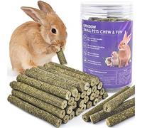 ERKOON 38 Pcs Timothy Grass Chew Sticks, Bunny Gnaw Toys for Teeth, Natural Timothy Hay Sticks Chinchilla Chew Toy for Rabbits, Guinea Pigs, Gerbil, Hamster