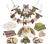 ERKOON 70pcs Rabbit Treats, Bunny Boredom Breakers Guinea Pigs Chew Toys for Teeth Grinding Cage Hanging Accessories for Rats Chinchillas Hamsters (Multicolour)