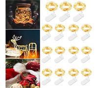ERKOON Battery Powered Fairy Light, 15pcs LED Fairy Lights LED String Light, 2M/20 Indoor Outdoor Battery Operated for DIY Starry Firefly String Lights for Bedroom, Christmas, Party (Warm Yellow)