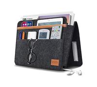 ERKOON Bedside Storage Pocket, Felt Bed Sofa Bedside Hanging Bag Anti-Slip Magazine Holder Home Bed Rails,for Books, Tablet, TV Remote Control, Phone, Accessories (Dark Grey)