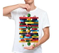 ERKOON Extra Large Bird Parrot Toys for Macaws, African Grey, Amazon Parrots Multicolored Natural Wooden Blocks Parrot Chewing Toy Bird Cage Accessories