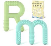 ERKOON R&M Chew Sticks for Kids, Silicone Teething Tools, Oral Motor Chewy Tool with Teething, ADHD, Autism, Biting Needs,Teether, Alphabet Chewlery for Boys&Girls (Blue Green)