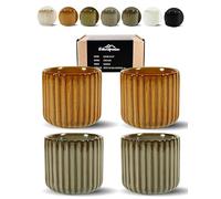 Erkundpresso. Coffee Mugs Set of 4 180 ml without Handle Premium Barista Coffee Cup Made of High-Quality Stoneware Thick-Walled Coffee Mug - Designed for Latte Art - 100% Handmade