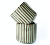 Erkundpresso. Espresso Cup Set 2x180ml, Thick-Walled Handleless Ceramic Cups, Heat-Retaining Scald-Proof, BPA-Free Kiln-Glazed for Espresso/Cappuccino, Unique Vintage Design - Gray