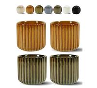 Erkundpresso. Espresso Cup Set 4x180ml, Thick-Walled Handleless Ceramic Cups, Heat-Retaining Scald-Proof, BPA-Free Kiln-Glazed for Espresso/Cappuccino, Unique Vintage Design - Brown + Bronze