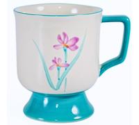 Erkundpresso. Tea Cups 400 ml Coffee Cups Thick-Walled Coffee Mug Large with Hand-Painted Orchid, Personalised Mug for Tea, Latte Lacchiato, Latte Coffee and Cappuccino, Colleagues Gift