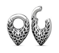 ERKUOO 1Pair 2G Stainless Steel Dangle Ear Hanger Weights Elegant Gothic Plug Gauges for Stretched Ears Heavy Drop Stretching Jewelry Petal Moon Phase Design for Women Men 6mm, 2g=6mm, Metal, no