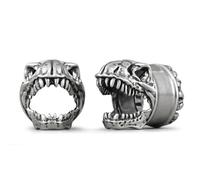 ERKUOO 2PCS 2g 0g 00g-1" Brass Ear Tunnels for Stretched Ears - Vintage Animal Skull Plugs with Thick Silver/Gold Plating for Punk Gothic Style, Body Piercing Jewelry for Men & Women, 1/2"=12mm, Metal