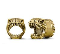 ERKUOO 2PCS 2g 0g 00g-1" Brass Ear Tunnels for Stretched Ears - Vintage Animal Skull Plugs with Thick Silver/Gold Plating for Punk Gothic Style, Body Piercing Jewelry for Men & Women, 1/2"=12mm, Metal