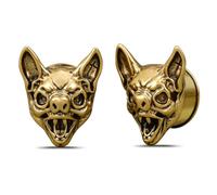 ERKUOO 2PCS 2g 0g 00g-1" Gothic Ear Tunnels for Stretched Ears - Vintage Animal Skull Plugs with Thick Silver/Gold Plating for Punk Style, Body Piercing Jewelry for Men & Women, 9/16"=14mm, Metal, no