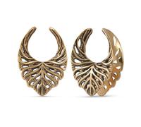 ERKUOO 2PCS Elegant Baroque Leaf Crest Ear Tunnels 8mm-25mm Gothic Plugs Gauges Saddle Double Flare Stretching Jewelry for Women Men Alternative Fashion, 1"=25mm, Metal, no gemstone