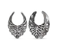 ERKUOO 2PCS Elegant Baroque Leaf Crest Ear Tunnels 8mm-25mm Gothic Plugs Gauges Saddle Double Flare Stretching Jewelry for Women Men Alternative Fashion, 00g=10mm, Metal, no gemstone