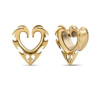 ERKUOO 2PCS Gothic Baroque Occult Ear Tunnels 2G-1 Inch Heart Flame Crescent Sigil Spiral Moon Plugs Gauges Stretching Piercing Jewelry for Women Men Alternative Fashion, 00g=10mm, Metal, no gemstone