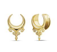 ERKUOO 2PCS Gothic Baroque Occult Ear Tunnels 2G-1 Inch Heart Flame Crescent Sigil Spiral Moon Plugs Gauges Stretching Piercing Jewelry for Women Men Alternative Fashion, 5/8"=16mm, Metal, no gemstone