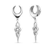 ERKUOO 2PCS Gothic Baroque Occult Ear Tunnels 2G-1 Inch Heart Flame Crescent Sigil Spiral Moon Plugs Gauges Stretching Piercing Jewelry for Women Men Alternative Fashion, 7/8"=22mm, Metal, No Gemstone