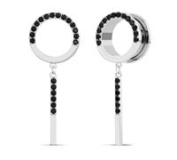 ERKUOO 6mm-25mm CZ Dangle Ear Tunnels for Women Men Stainless Steel Screw Back Drop Plugs Zirconia Crystal Gauges Piercing Jewelry Gothic Punk Elegant Style Stretched Ears Accessory, 1/2"=12mm, Metal