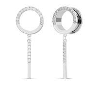 ERKUOO 6mm-25mm CZ Dangle Ear Tunnels for Women Men Stainless Steel Screw Back Drop Plugs Zirconia Crystal Gauges Piercing Jewelry Gothic Punk Elegant Style Stretched Ears Accessory, 00g=10mm, Metal