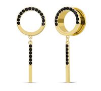 ERKUOO 6mm-25mm CZ Dangle Ear Tunnels for Women Men Stainless Steel Screw Back Drop Plugs Zirconia Crystal Gauges Piercing Jewelry Gothic Punk Elegant Style Stretched Ears Accessory, 3/4"=19mm, Metal