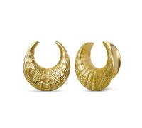 ERKUOO Crescent Moon Ear Tunnels 2g-1 Inch Hammered Fluid Texture Saddle Gauges for Ears Stretched Piercing Jewelry Elegant Modern Sculptural Ear Plugs Expanders Moon Shaped Stretchers for Men Women