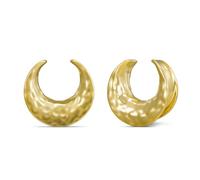 ERKUOO Crescent Moon Ear Tunnels 2g-1 Inch Hammered Fluid Texture Saddle Gauges for Ears Stretched Piercing Jewelry Elegant Modern Sculptural Ear Plugs Expanders Moon Shaped Stretchers for Men Women