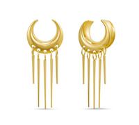 ERKUOO Elegant Tassel Ear Tunnels Double Flare Modern Fringe Gauge Plugs Dangle Stretching Jewelry for Women Stretched Ears 2G to 25mm, 5/8"=16mm, Metal, No Gemstone