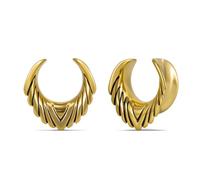 ERKUOO Elegant Vintage Tribal Saddle Ear Tunnels Crescent Filigree Mandala Geometric Chevron V Shaped Wings Gauges Expanders Stretchers Plugs Body Piercing Jewelry Alternative Women Men 0g to 1 in, 1