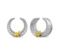 ERKUOO Gothic Rivet Saddle Tunnels Honeycomb Bee Ear Gauge Plugs For Stretched Ears Lobe Punk Body Piercing Jewelry 2G to 5/8 Inch Women Men