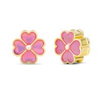 ERKUOO Iridescent Four Leaf Clover Ear Tunnels Plugs 2g to 1 inch Double Flare Heart Shaped Petals Gauges Body Piercing Jewelry Expanders Saddle Stretchers Y2K Cute Trendy Kawaii Aesthetic Fairycore