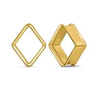 ERKUOO Minimalist Rhombus Ear Gauges Tunnels Geometric Hollow Diamond Shape Ear Saddles Plugs for Stretched Ears High Polished Gold and Silver Tone Body Piercing Jewelry for Men Women 0g to 5/8 Inch