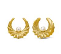 ERKUOO Modern Baroque Pearl Ear Tunnels Double Flare Gauges Elegant Sculpted Saddle Plugs Shiny Statement Stretching Jewelry for Women Men 0G to 1 Inch, 0g=8mm, Metal, no gemstone