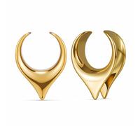 ERKUOO Modern Edge Open Saddle Ear Tunnels Double Flare Gauges Stainless Steel Expanders Stretchers Plugs Design Minimalist Body Piercing Jewelry 2g to 1 in