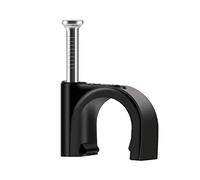 ERKXD Cable Clips Black with Steel Nails, 10mm Wire Clips to Wall, Black Round Cable Nail Clips