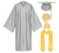Erligo Unisex Matte Graduation Cap and Gown with Stole Honor Cords Set for High School College Bachelor, Gray, 54